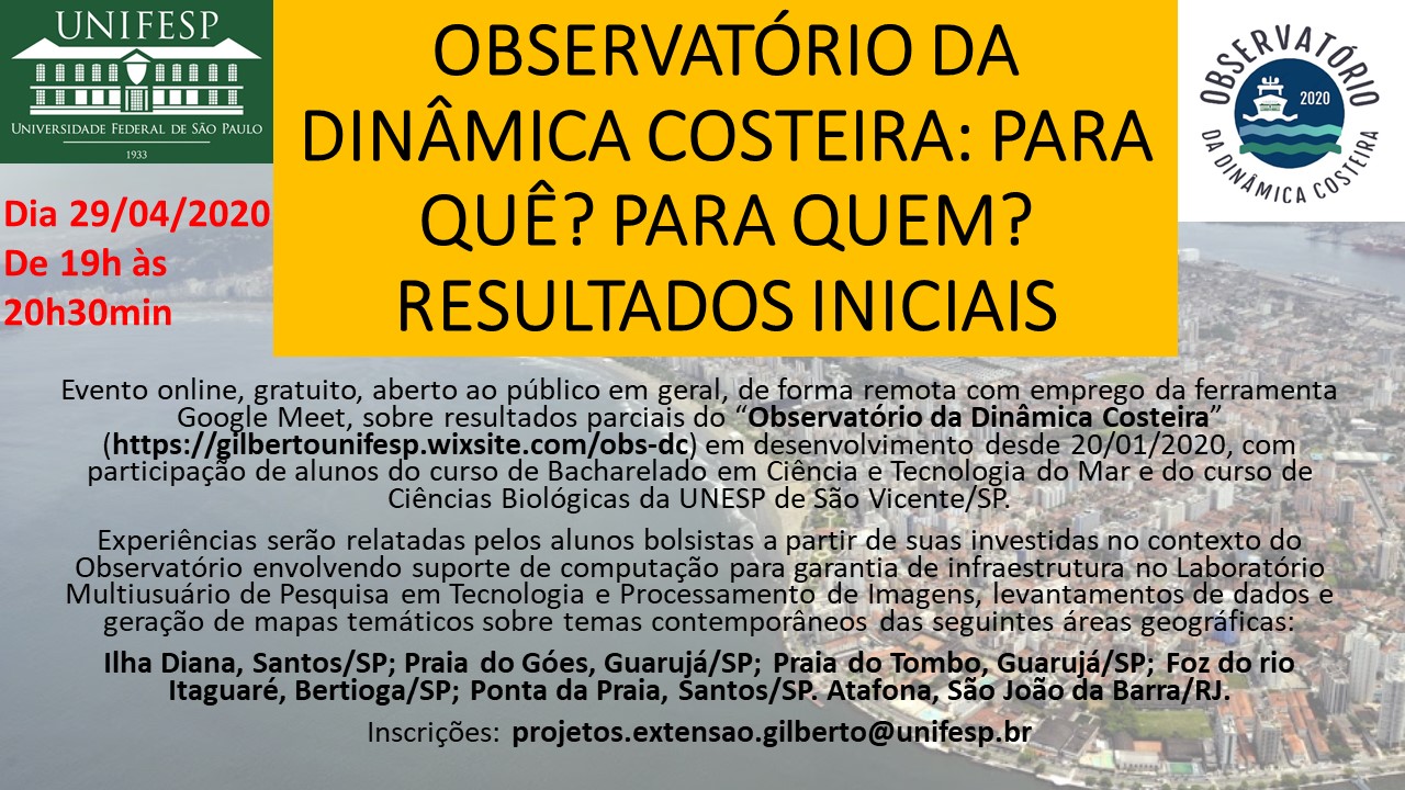 Evento online OBSERVATÓRIO DA DINÂMICA COSTEIRA